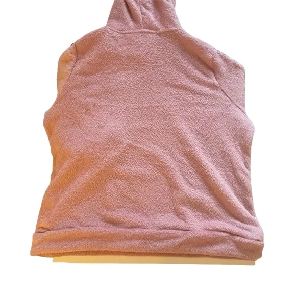 Rouge Collection Fuzzy Pink and Black Sweatshirt with Hood - Picture 3 of 4